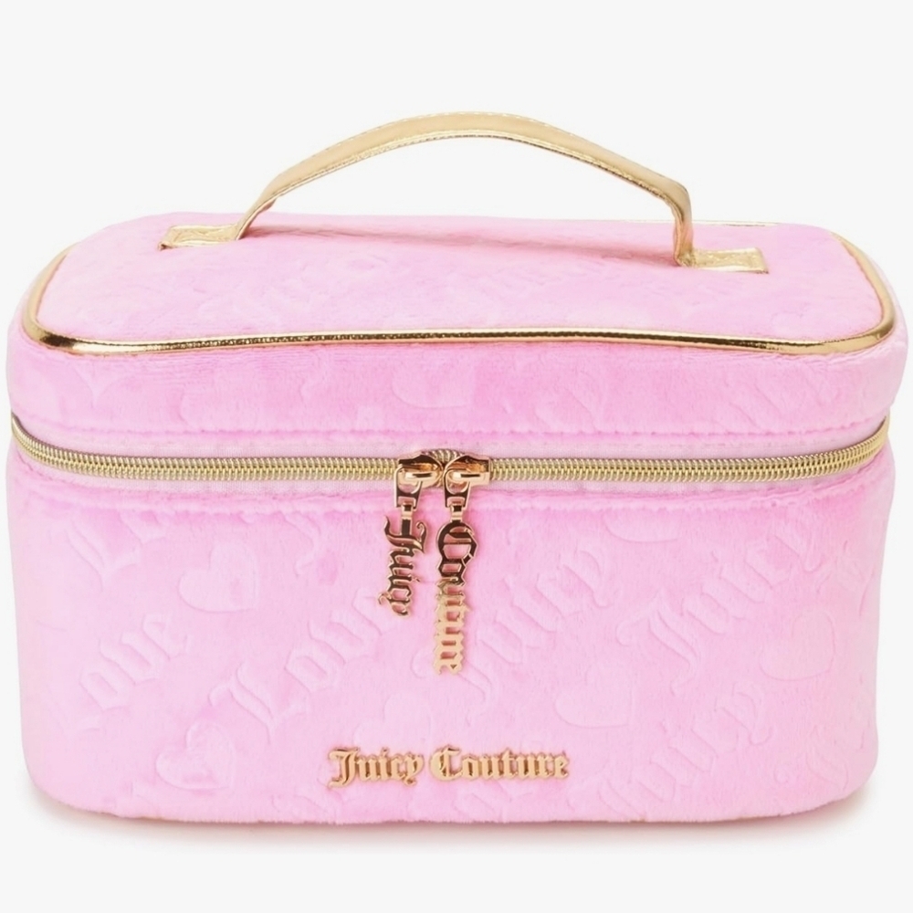 💕▪️Juicy couture ▪️pink velour cosmetics bag travel toiletries train case